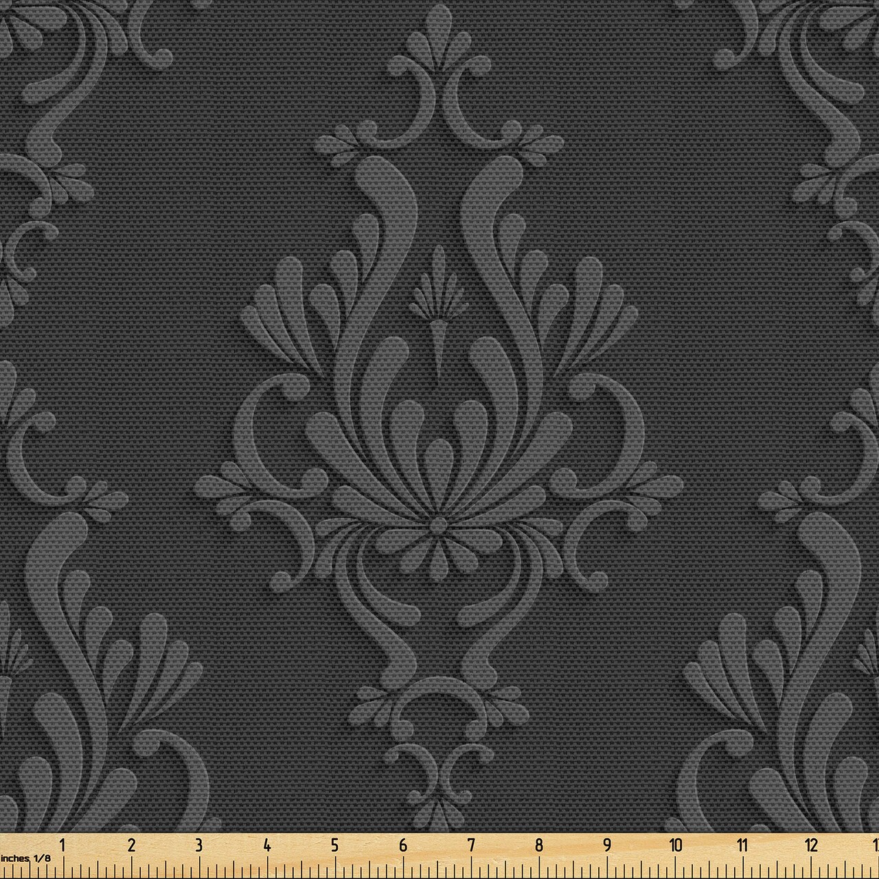 Ambesonne Dark Grey Fabric by The Yard Antique Damask Pattern in 3D Style Classic Retro Floral Design Decorative Fabric for Quilts Headboard Upholstery Fabric Storage Baskets 10 Yards Grey Charcoal